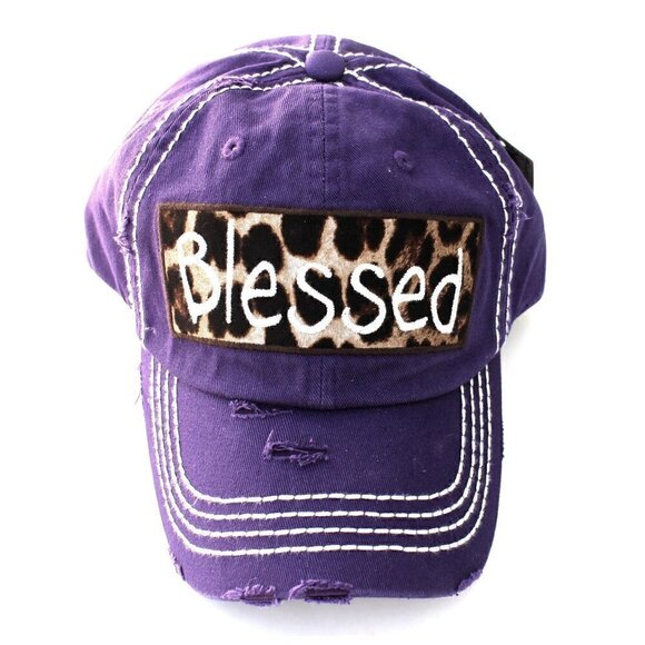 KBETHOS Accessories - Blessed Leopard Print Purple Womens Distressed Baseball KBETHOS Cap Hat
